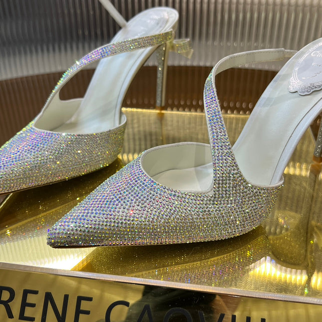CLEO WHITE PUMP WITH CRYSTALS 10 CM