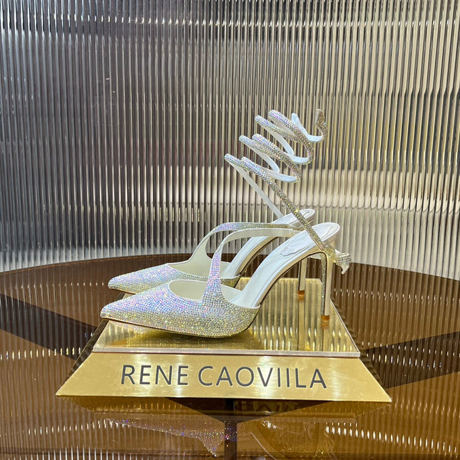 CLEO WHITE PUMP WITH CRYSTALS 10 CM
