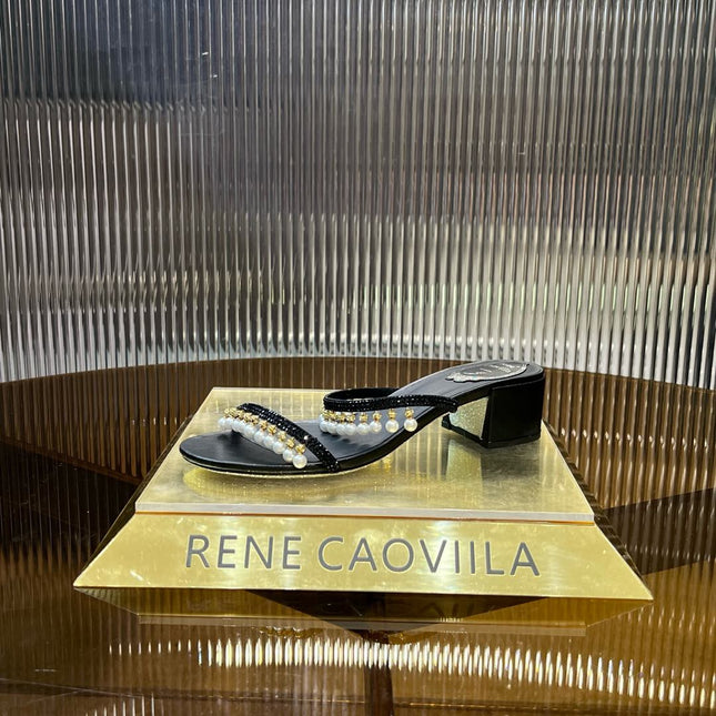 HIGH 45 MM BLOCK HEEL SANDAL IN BLACK GRAINY PEARLIZED LAMBSKIN