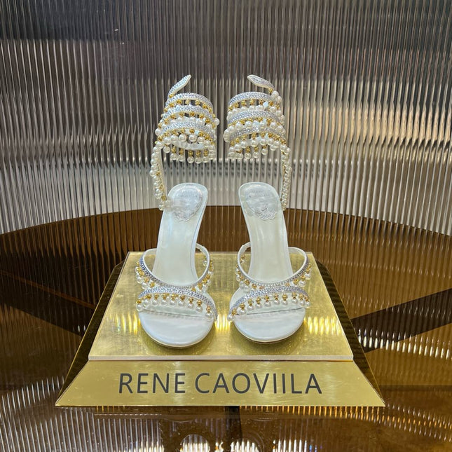 CHANDELIER 95 MM WHITE LAMBSKIN SANDAL