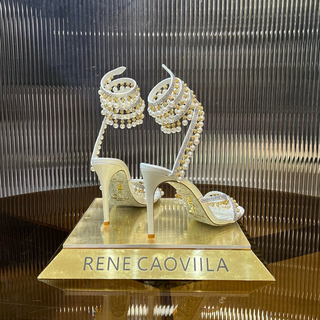 CHANDELIER 95 MM WHITE LAMBSKIN SANDAL