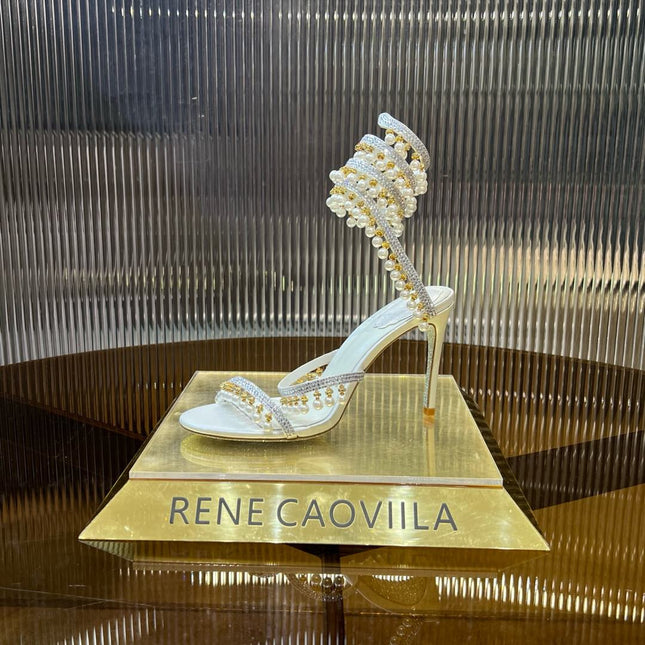 CHANDELIER 95 MM WHITE LAMBSKIN SANDAL
