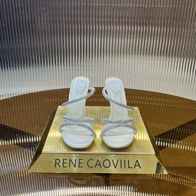 CLEO WHITE SANDAL WITH CRYSTALS 95 MM