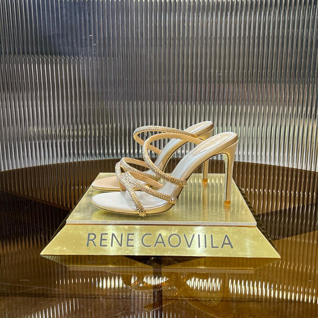 CLEO GOLD SANDAL WITH CRYSTALS 95 MM