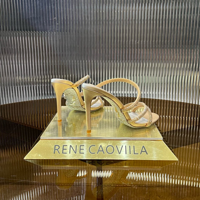 CLEO GOLD SANDAL WITH CRYSTALS 95 MM
