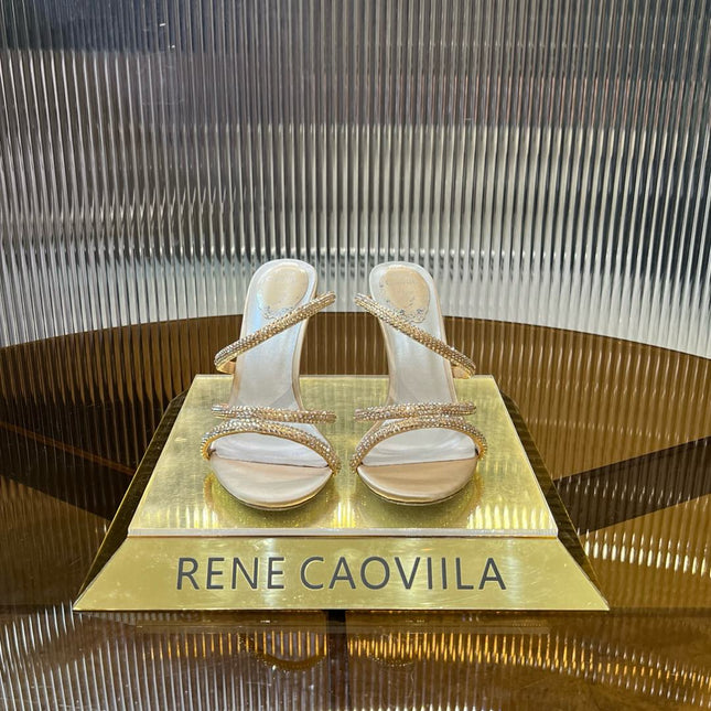 CLEO GOLD SANDAL WITH CRYSTALS 95 MM