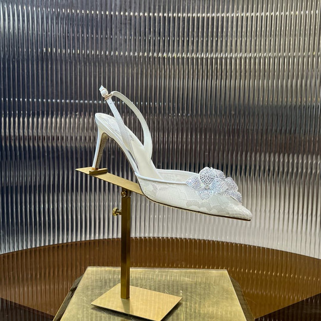 FLORIANE SLINGBACK 80 WHITE LAMBSKIN