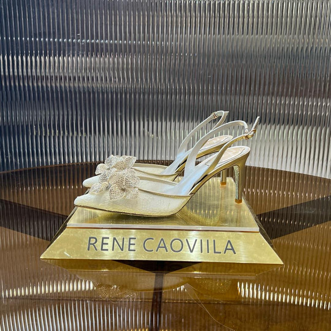 FLORIANE POWDER PINK SLINGBACK 80 LIGHT GOLD LAMBSKIN