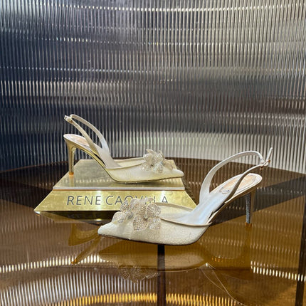 FLORIANE POWDER PINK SLINGBACK 80 LIGHT GOLD LAMBSKIN