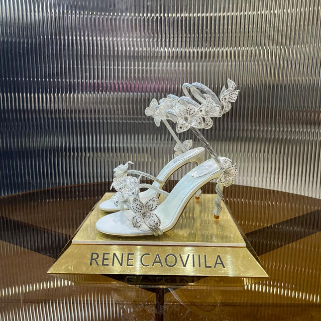 MARGOT WHITE SANDAL WITH FLOWERS 95 MM WHITE