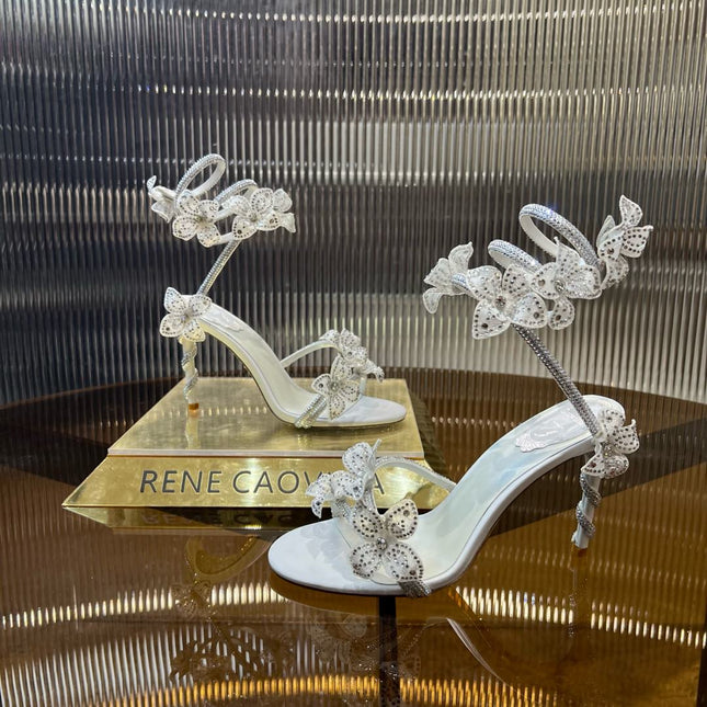 MARGOT WHITE SANDAL WITH FLOWERS 95 MM WHITE