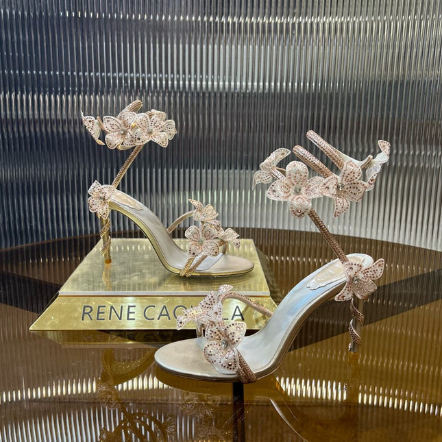 MARGOT WHITE SANDAL WITH FLOWERS 95 MM LIGHT PINK