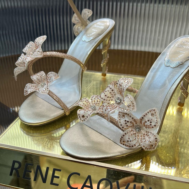 MARGOT WHITE SANDAL WITH FLOWERS 95 MM LIGHT PINK