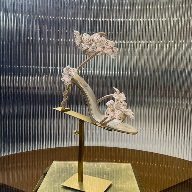 MARGOT WHITE SANDAL WITH FLOWERS 95 MM LIGHT PINK
