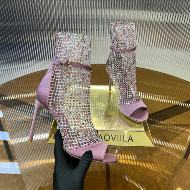 GALAXIA METALLIC ANTHRACITE SANDAL 95 MM TAFFY PINK