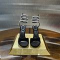 RENE CAOVILLA 26S CRYSTAL WRAP HEELS 95 MM IN BLACK VELVET