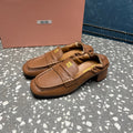 HIGH BROGUE LOAFERS IN CARAMEL BROWN LAMBSKIN