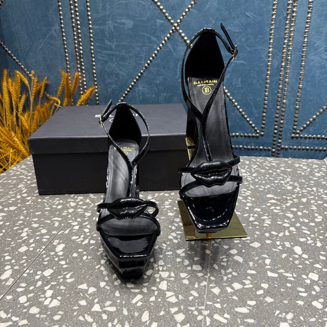 BALMAIN 26S HIGH-HEELED SANDALS 105 MM IN BLACK CALFSKIN STYLE 8