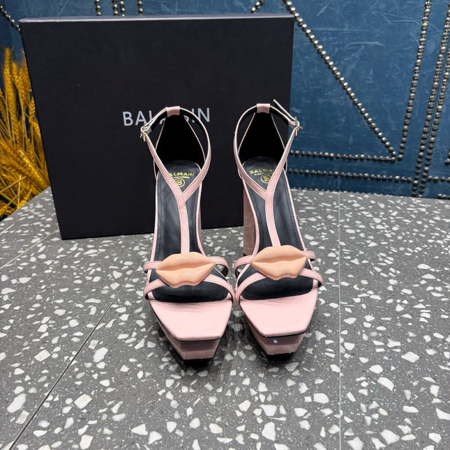 BALMAIN 26S HIGH-HEELED SANDALS 105 MM IN LIGHT PINK CALFSKIN STYLE 7