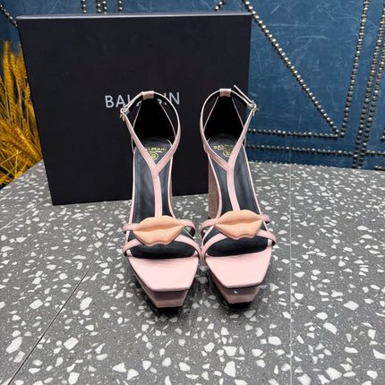 BALMAIN 26S HIGH-HEELED SANDALS 105 MM IN LIGHT PINK CALFSKIN STYLE 7