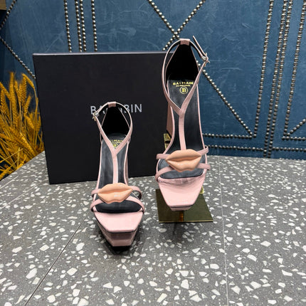 BALMAIN 26S HIGH-HEELED SANDALS 105 MM IN LIGHT PINK CALFSKIN STYLE 7