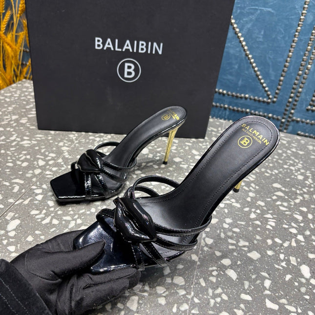 BALMAIN 26S HIGH-HEELED SANDALS 95 MM IN BLACK CALFSKIN STYLE 3