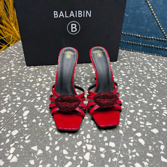 BALMAIN 26S HIGH-HEELED SANDALS 95 MM IN DARK RED CALFSKIN STYLE 4