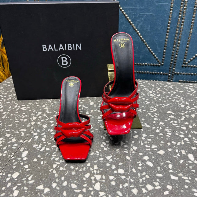 BALMAIN 26S HIGH-HEELED SANDALS 95 MM IN RED CALFSKIN STYLE 1