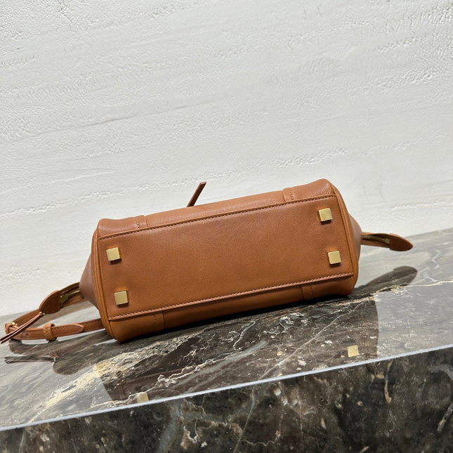 CELINE 25S NEW LUGGAGE 38MM IN TAN BROWN LAMBSKIN GOLD HARDWARE