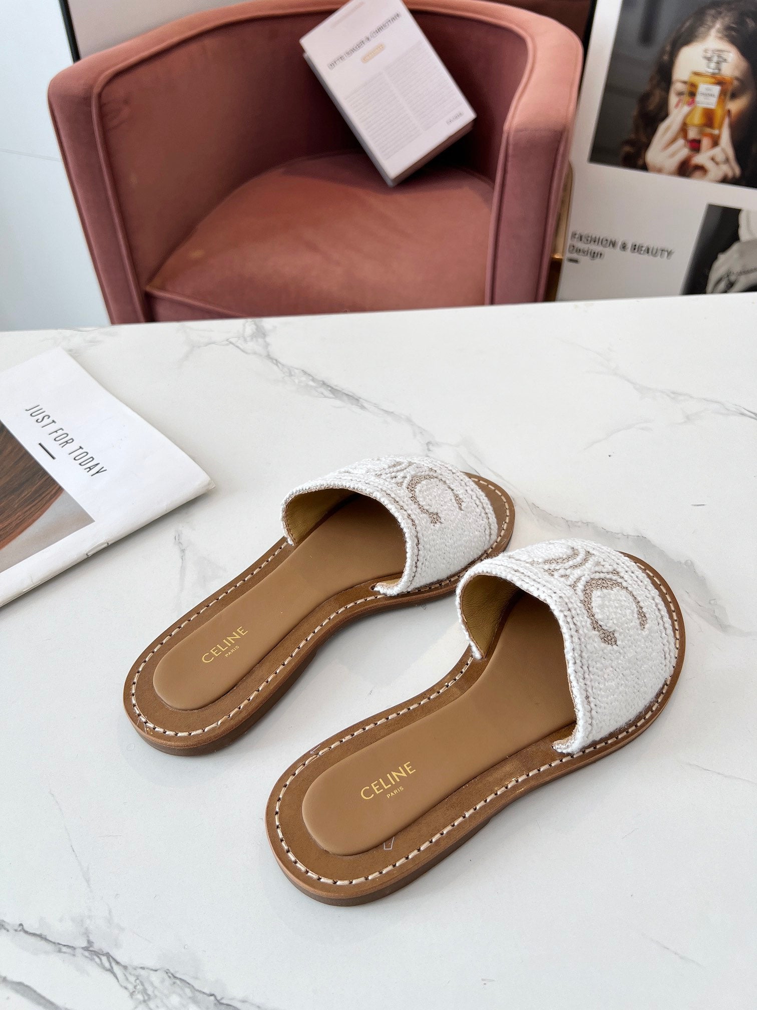 LYMPIA MULE WHITE CANVAS