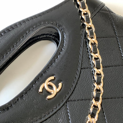 CHANEL 26S MINI NANO BAG 20 IN BLACK CALFSKIN GOLD HARDWARE