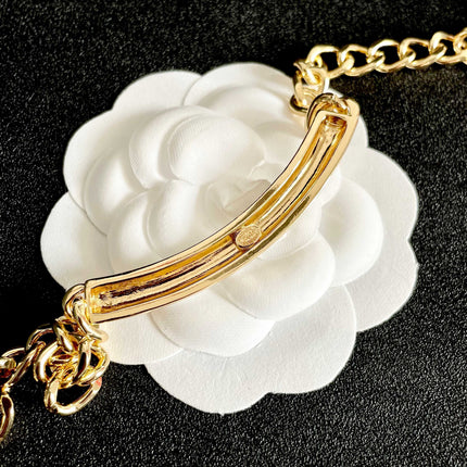 CHANEL 26S CHANEL BLACK LETTER LOGO CHAIN NECKLACE IN GOLD METAL 630061