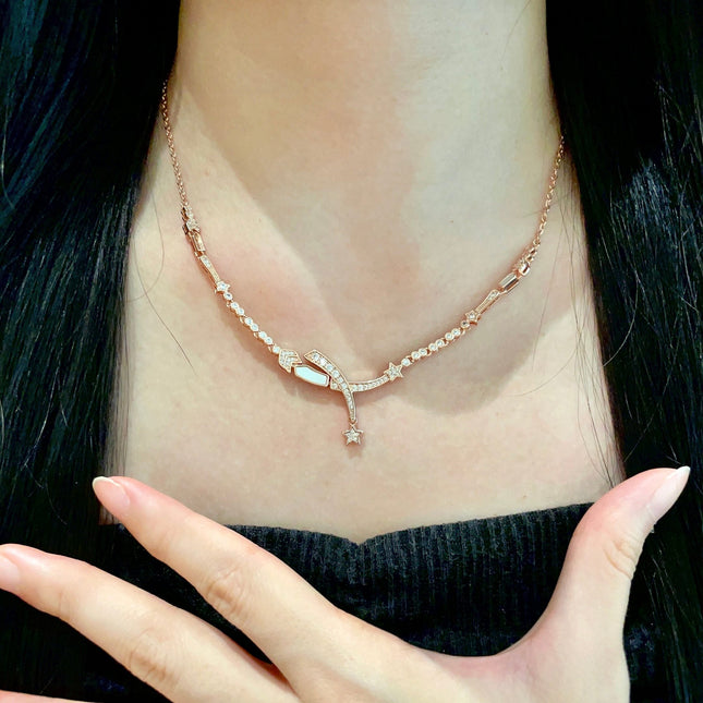 CHANEL 26S CRYSTAL STAR CHARM NECKLACE IN ROSE GOLD METAL 631898