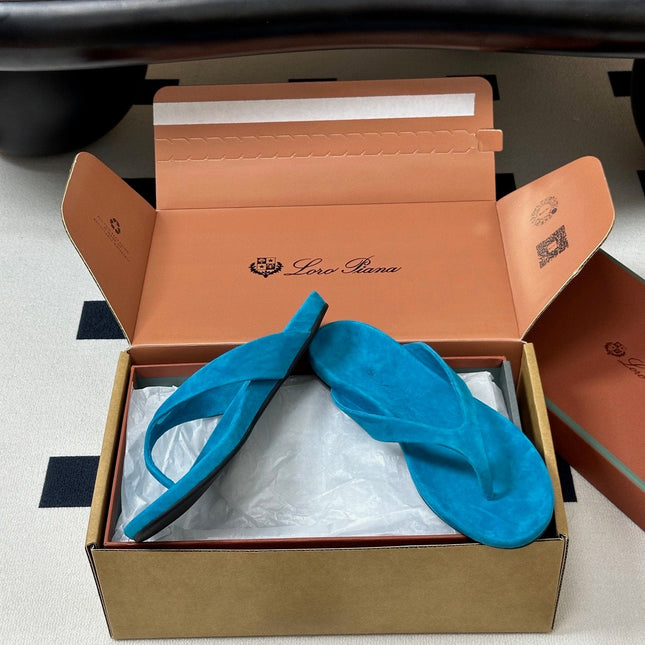 LP 26S THONG SANDALS IN BLUE SUEDE