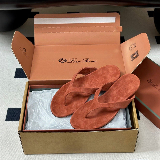 LP 26S THONG SANDALS IN BRICK RED SUEDE