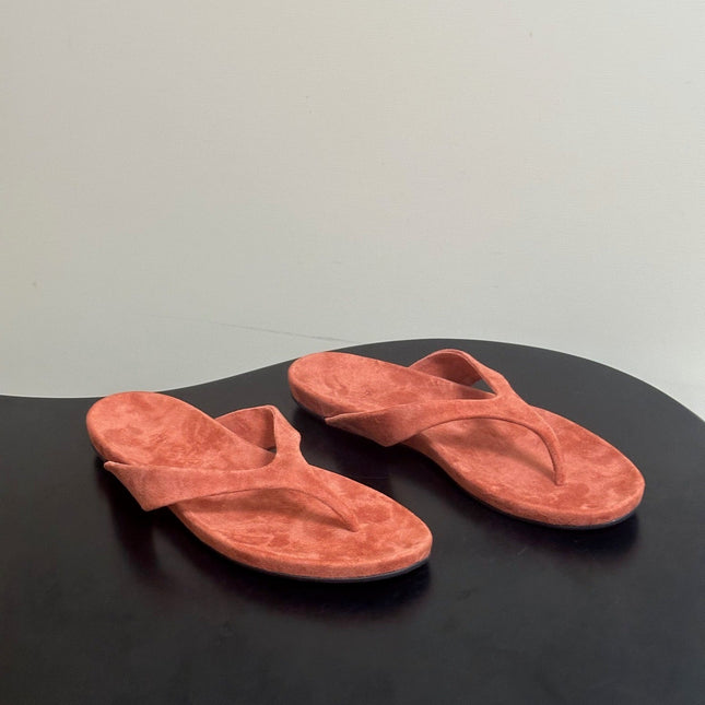 LP 26S THONG SANDALS IN BRICK RED SUEDE