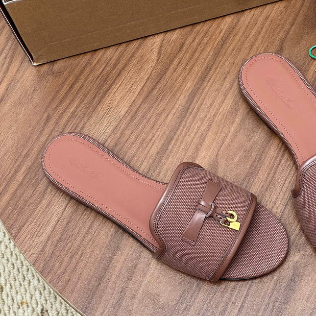 LP 26S SLIDES IN MUSHROOM BROWN CANVAS AND CALFSKIN