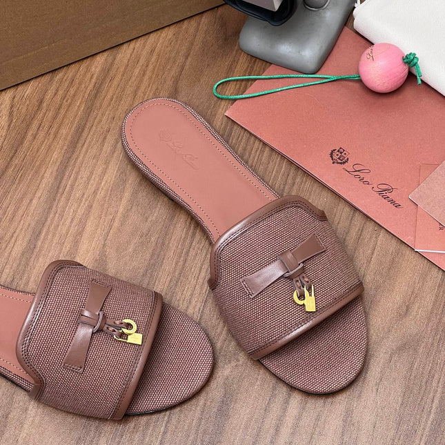 LP 26S SLIDES IN MUSHROOM BROWN CANVAS AND CALFSKIN
