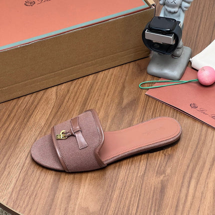 LP 26S SLIDES IN MUSHROOM BROWN CANVAS AND CALFSKIN