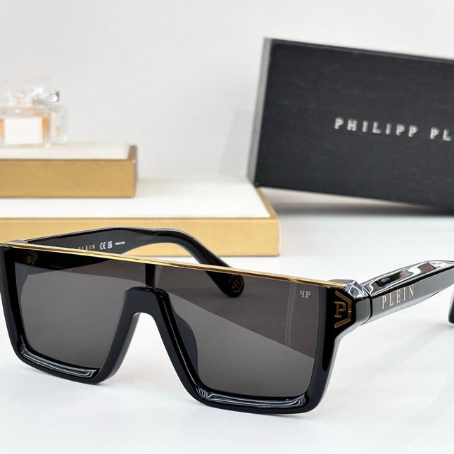 PHILIPP PLEIN 26S RECTANGULAR SHIELD SUNGLASSES IN ACETATE