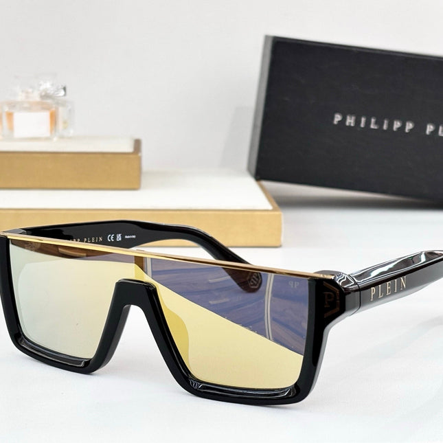 PHILIPP PLEIN 26S RECTANGULAR SHIELD SUNGLASSES IN ACETATE