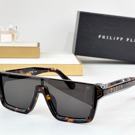 PHILIPP PLEIN 26S RECTANGULAR SHIELD SUNGLASSES IN ACETATE