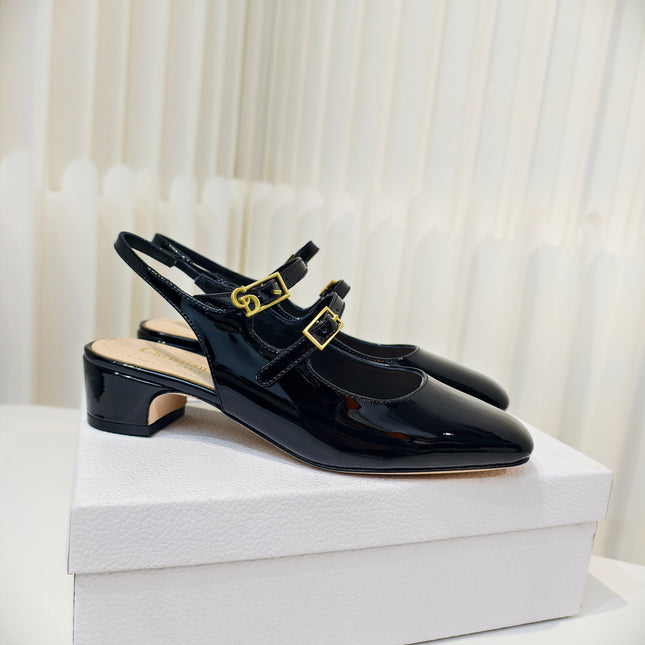 DIOR 26S SLINGBACK PUMP 40 MM IN BLACK PATENT CALFSKIN