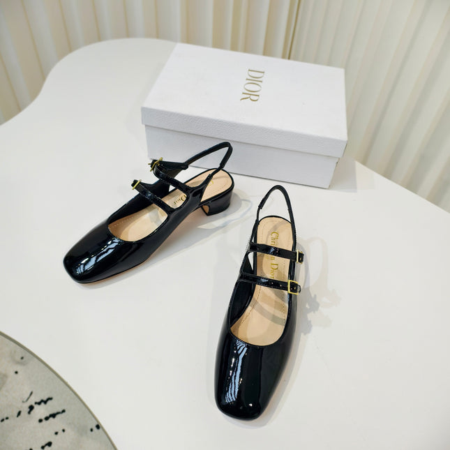 DIOR 26S SLINGBACK PUMP 40 MM IN BLACK PATENT CALFSKIN