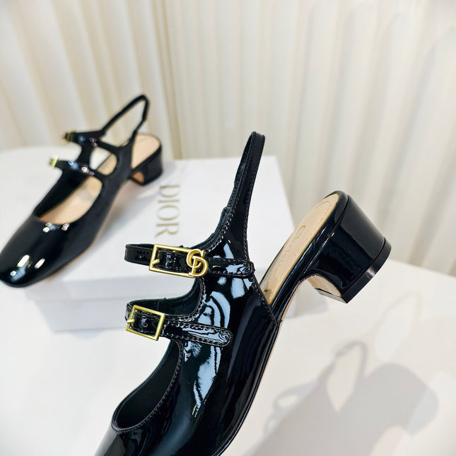 DIOR 26S SLINGBACK PUMP 40 MM IN BLACK PATENT CALFSKIN