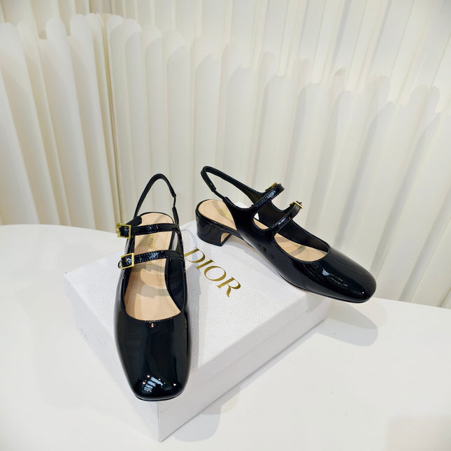 DIOR 26S SLINGBACK PUMP 40 MM IN BLACK PATENT CALFSKIN