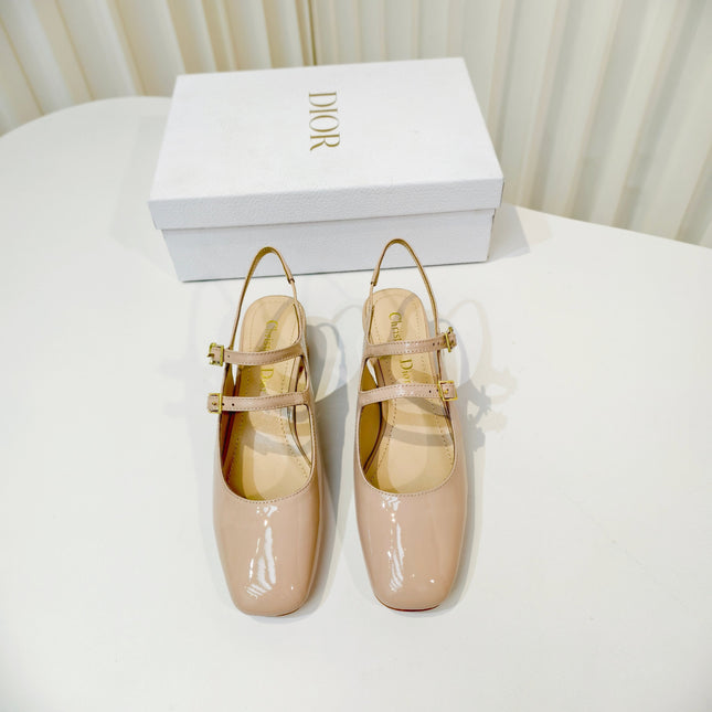 DIOR 26S SLINGBACK PUMP 40 MM IN NUDE PATENT CALFSKIN