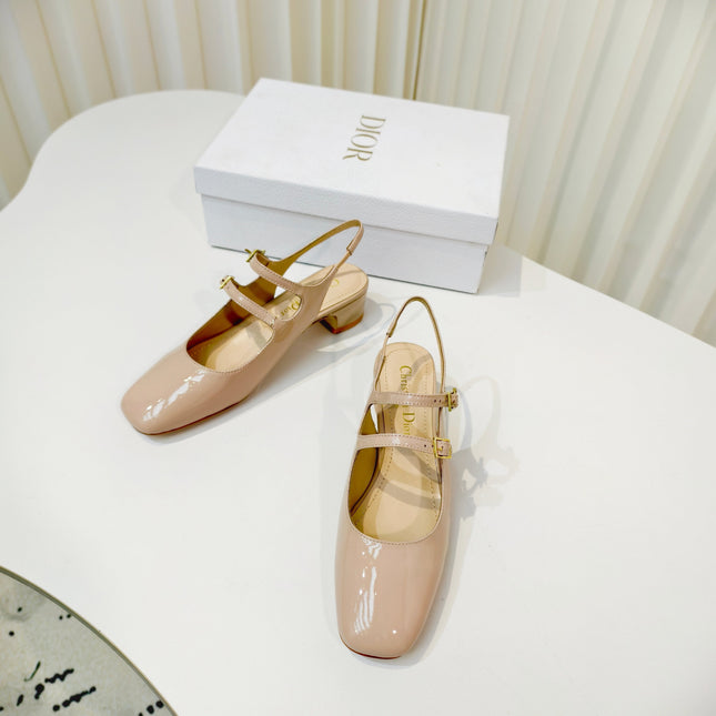 DIOR 26S SLINGBACK PUMP 40 MM IN NUDE PATENT CALFSKIN