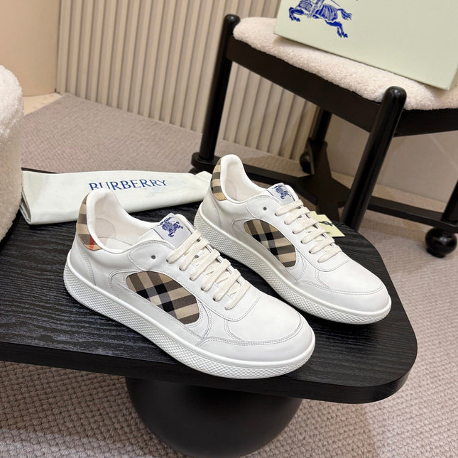 BURBERRY 26S SNEAKERS IN WHITE AND BROWN CALFSKIN
