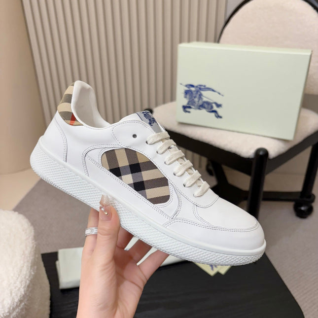 BURBERRY 26S SNEAKERS IN WHITE AND BROWN CALFSKIN